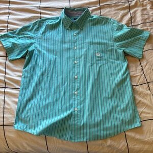 Chaps Aqua Purple Striped Casual Button Down Shirt